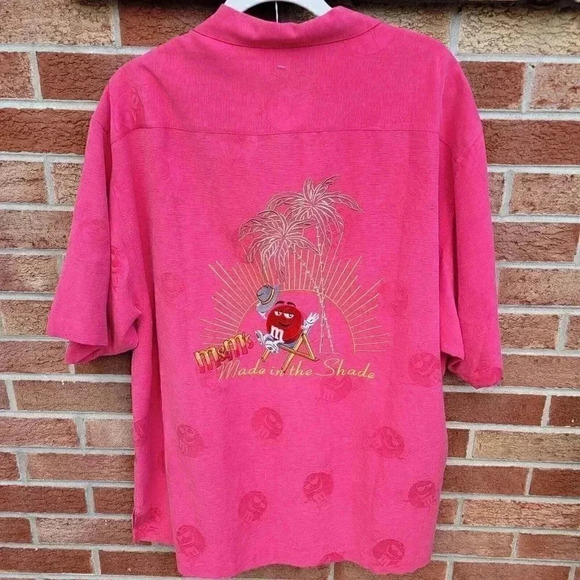 Eagle Dry Goods Co. Pink Silk Shirt Men's Sz Lg Embroidered M&M's New with Tags - Picture 1 of 7